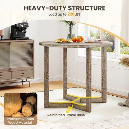 36 Inch Round Wood Dining Table for 2-4 People with Wing-shaped Pedestal Base-Grey Costway
