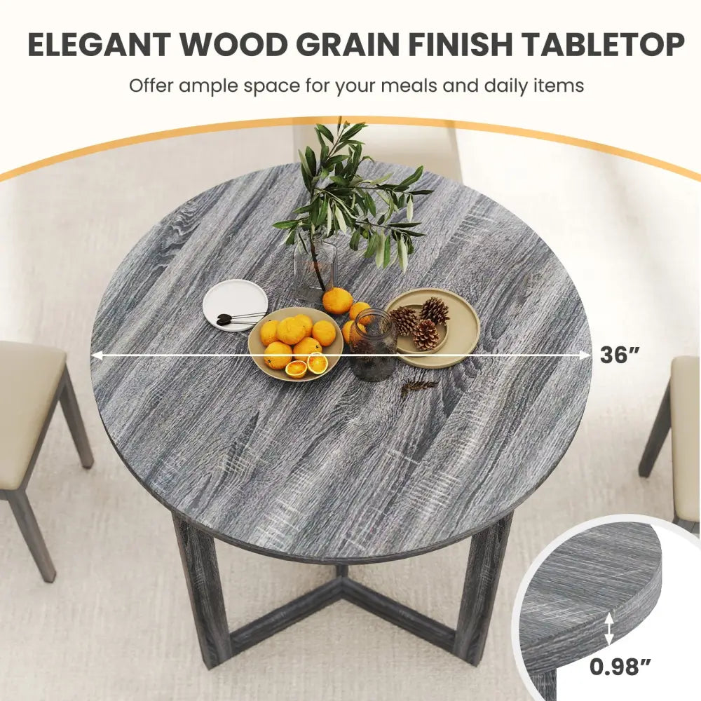 36 Inch Round Wood Dining Table for 2-4 People with Wing-shaped Pedestal Base-Black - Black - Dining Tables