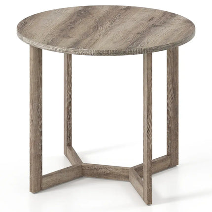 36 Inch Round Wood Dining Table for 2-4 People with Wing-shaped Pedestal Base-Grey Costway