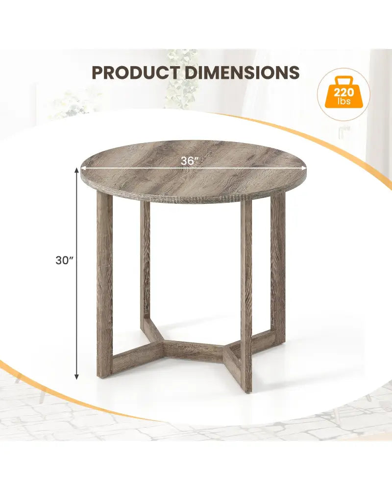 36 Inch Round Wood Dining Table for 2-4 People with Wing-shaped Pedestal Base-Grey - Gray - Dining Tables