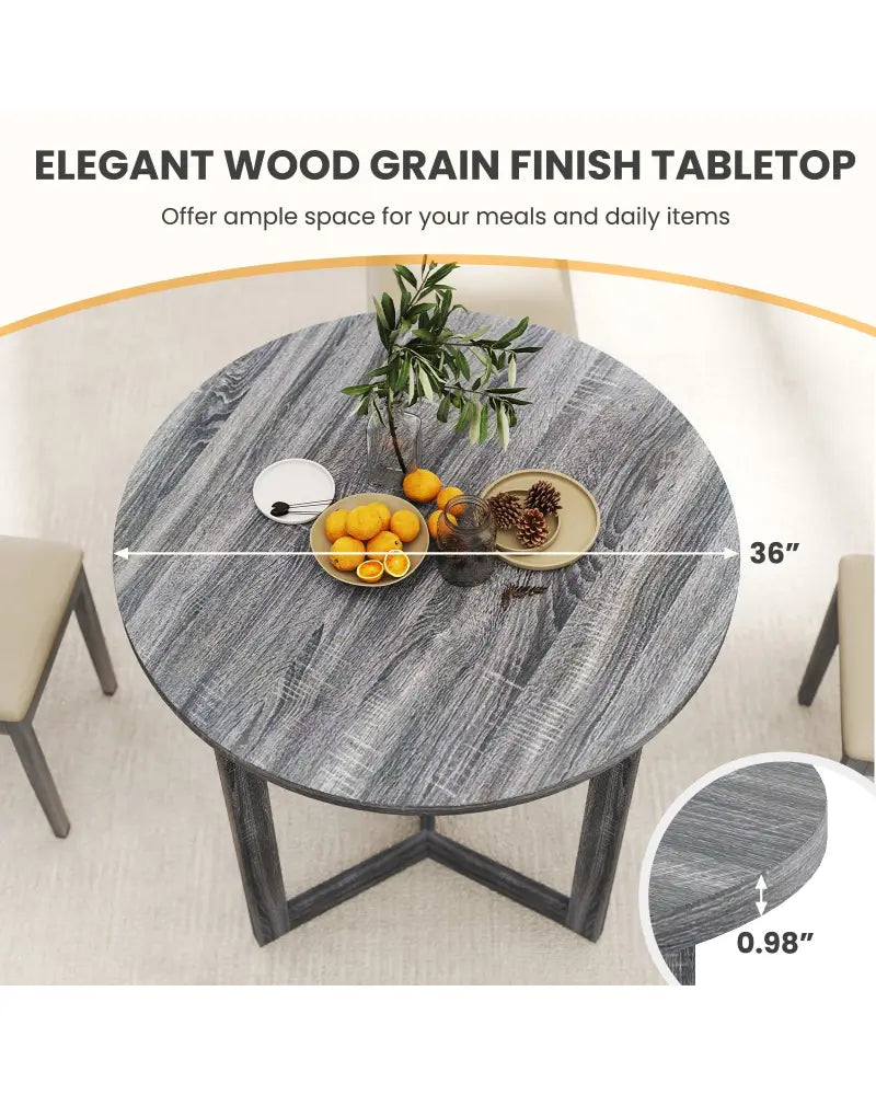 36 Inch Round Wood Dining Table for 2-4 People with Wing-shaped Pedestal Base-Black - Black - Dining Tables