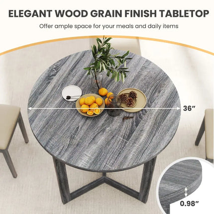 36 Inch Round Wood Dining Table for 2-4 People with Wing-shaped Pedestal Base-Black Costway