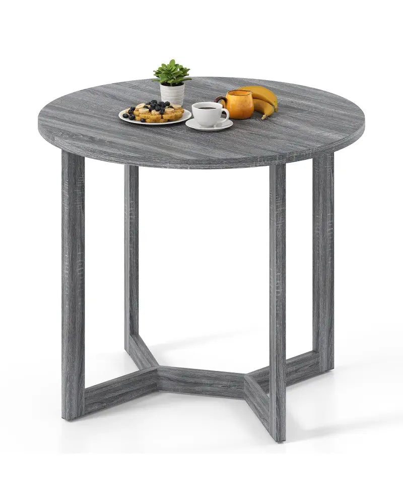 36 Inch Round Wood Dining Table for 2-4 People with Wing-shaped Pedestal Base-Black - Black - Dining Tables