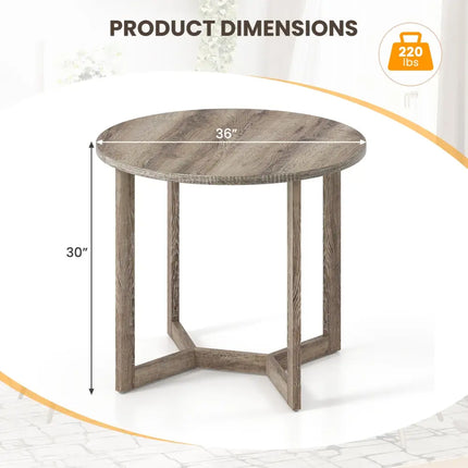 36 Inch Round Wood Dining Table for 2-4 People with Wing-shaped Pedestal Base-Grey Costway