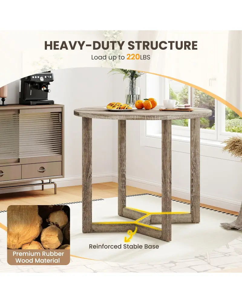 36 Inch Round Wood Dining Table for 2-4 People with Wing-shaped Pedestal Base-Grey - Gray - Dining Tables