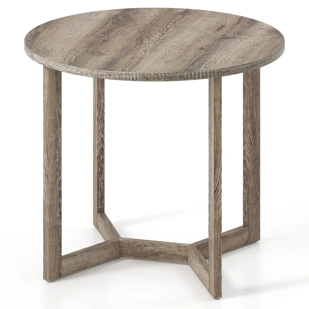 36 Inch Round Wood Dining Table for 2-4 People with Wing-shaped Pedestal Base-Grey - Gray - Dining Tables