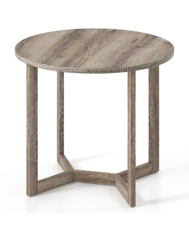36 Inch Round Wood Dining Table for 2-4 People with Wing-shaped Pedestal Base-Grey - Gray - Dining Tables