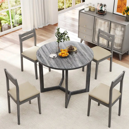 36 Inch Round Wood Dining Table for 2-4 People with Wing-shaped Pedestal Base-Black Costway