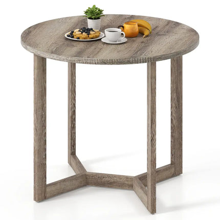 36 Inch Round Wood Dining Table for 2-4 People with Wing-shaped Pedestal Base-Grey Costway