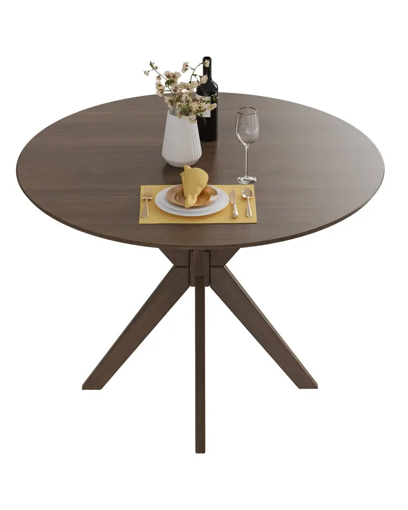 36 Inch Round Wood Dining Table with Intersecting Pedestal Base - Dining Tables
