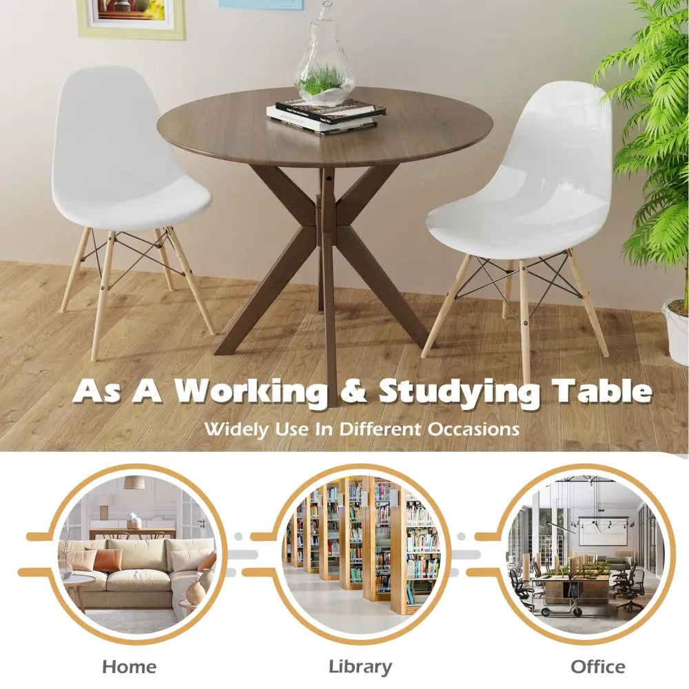 36 Inch Round Wood Dining Table with Intersecting Pedestal Base - Dining Tables