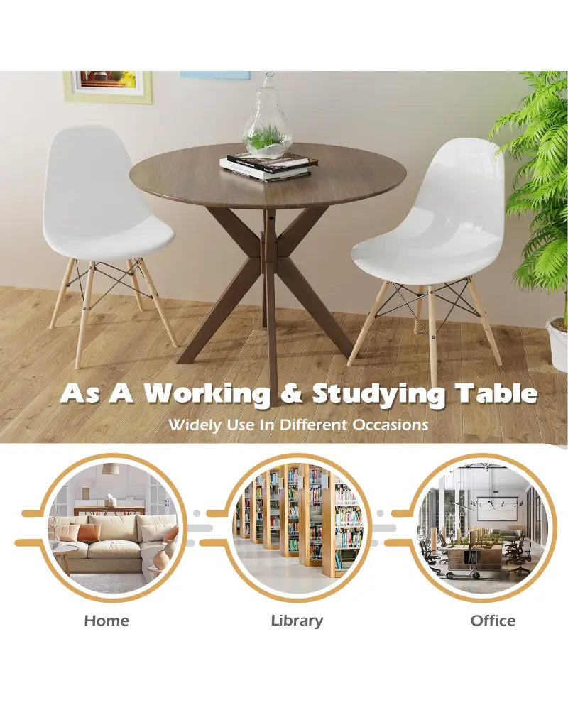36 Inch Round Wood Dining Table with Intersecting Pedestal Base - Dining Tables