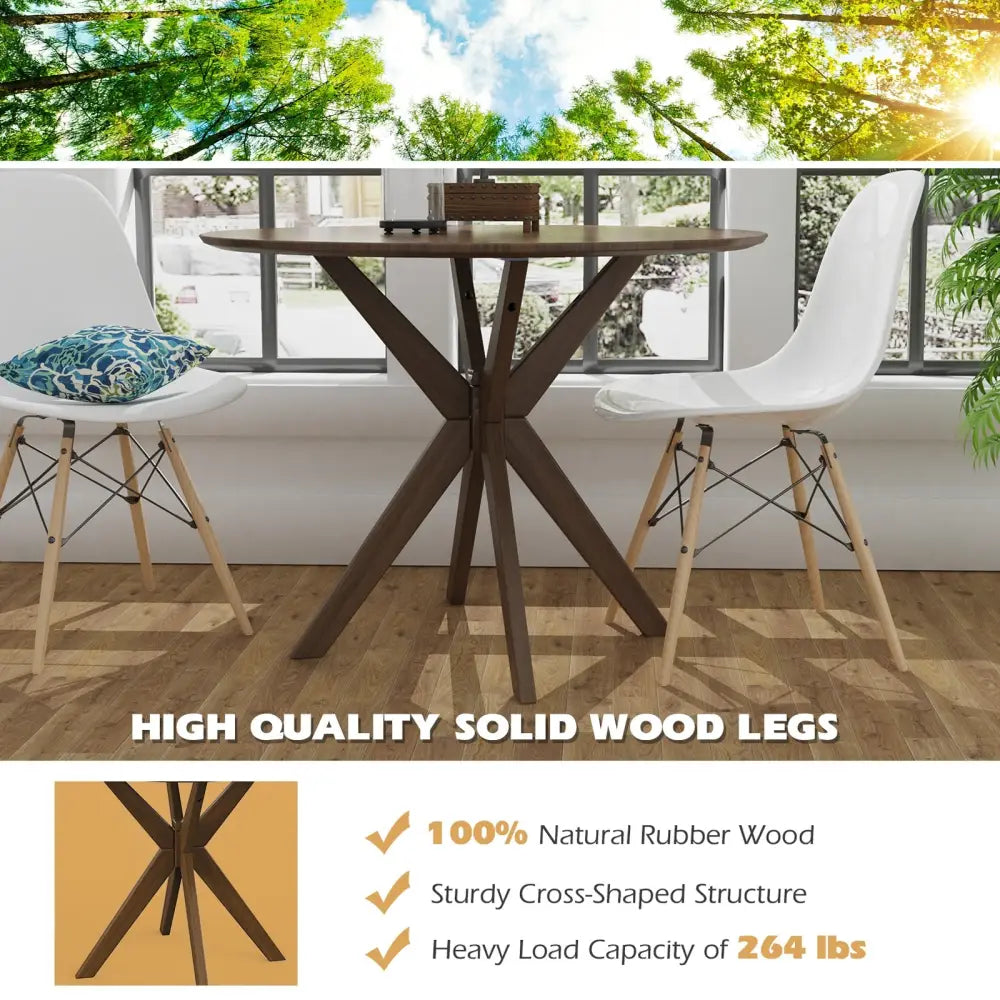36 Inch Round Wood Dining Table with Intersecting Pedestal Base - Dining Tables