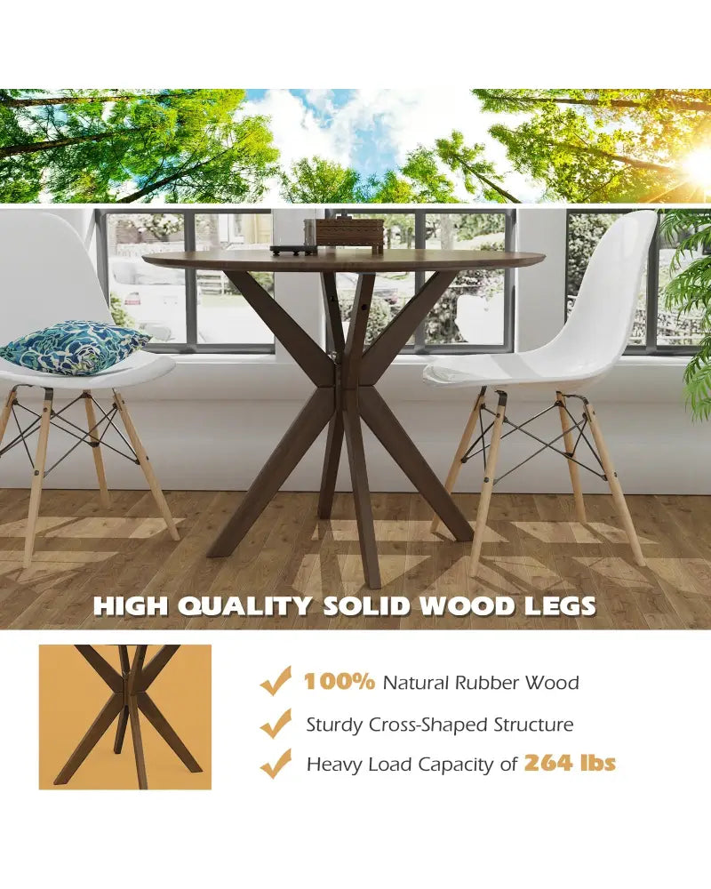 36 Inch Round Wood Dining Table with Intersecting Pedestal Base - Dining Tables
