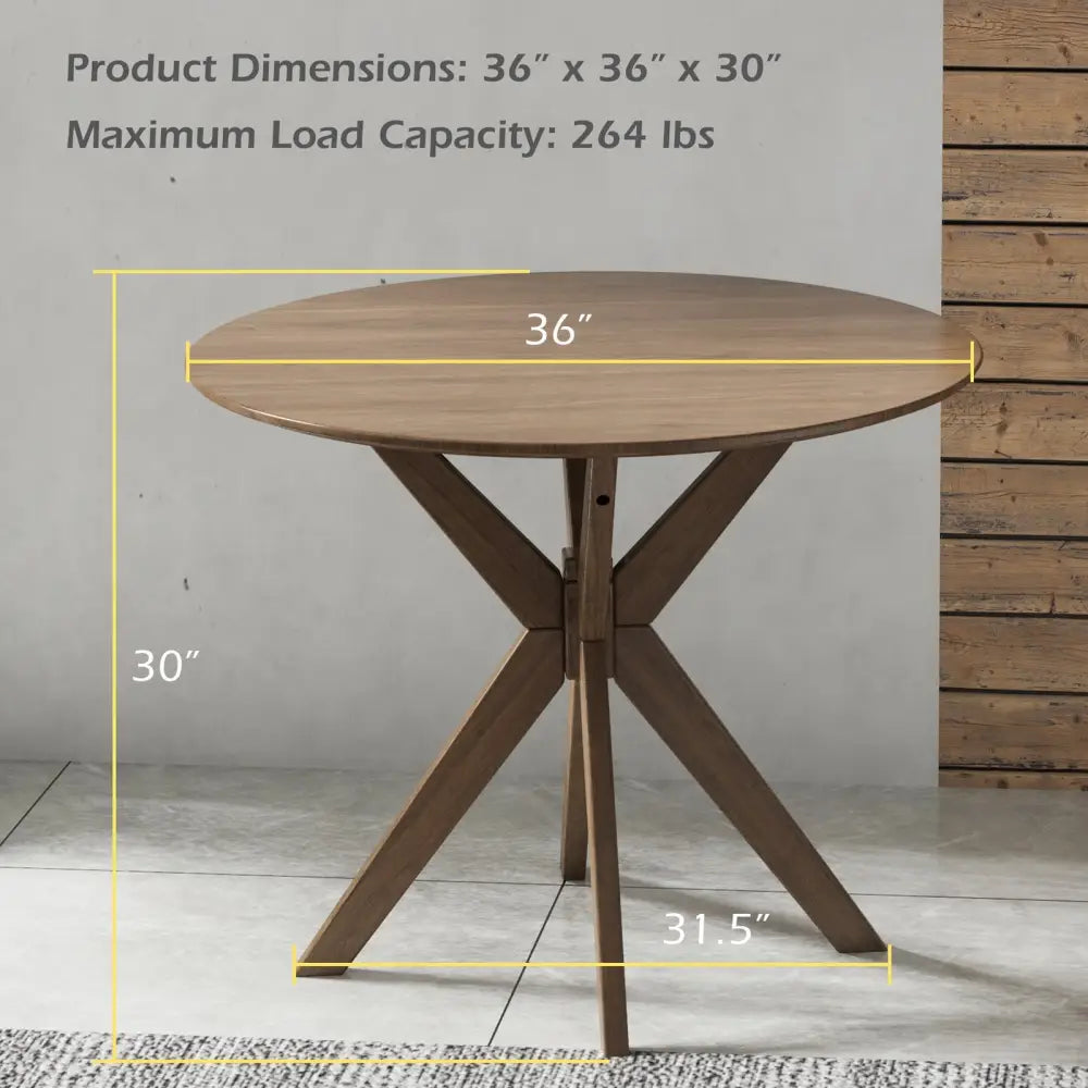 36 Inch Round Wood Dining Table with Intersecting Pedestal Base - Dining Tables