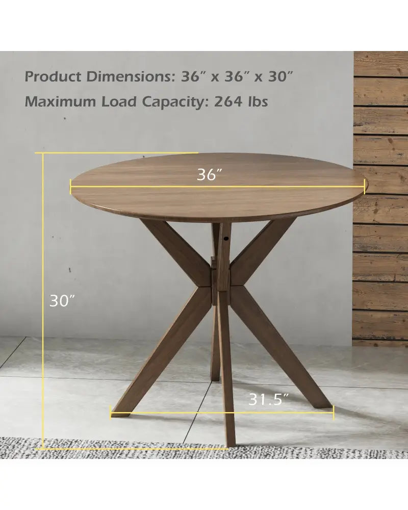 36 Inch Round Wood Dining Table with Intersecting Pedestal Base - Dining Tables