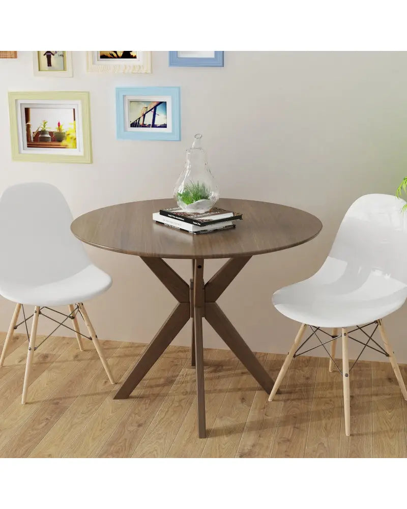 36 Inch Round Wood Dining Table with Intersecting Pedestal Base - Dining Tables
