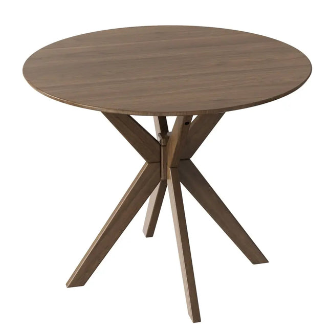36 Inch Round Wood Dining Table with Intersecting Pedestal Base - Oasis Home Essentials