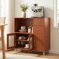 36 Inch Sideboard Buffet Cabinet with Open Compartment-Brown - Brown - Sideboards Cabinets & Buffets