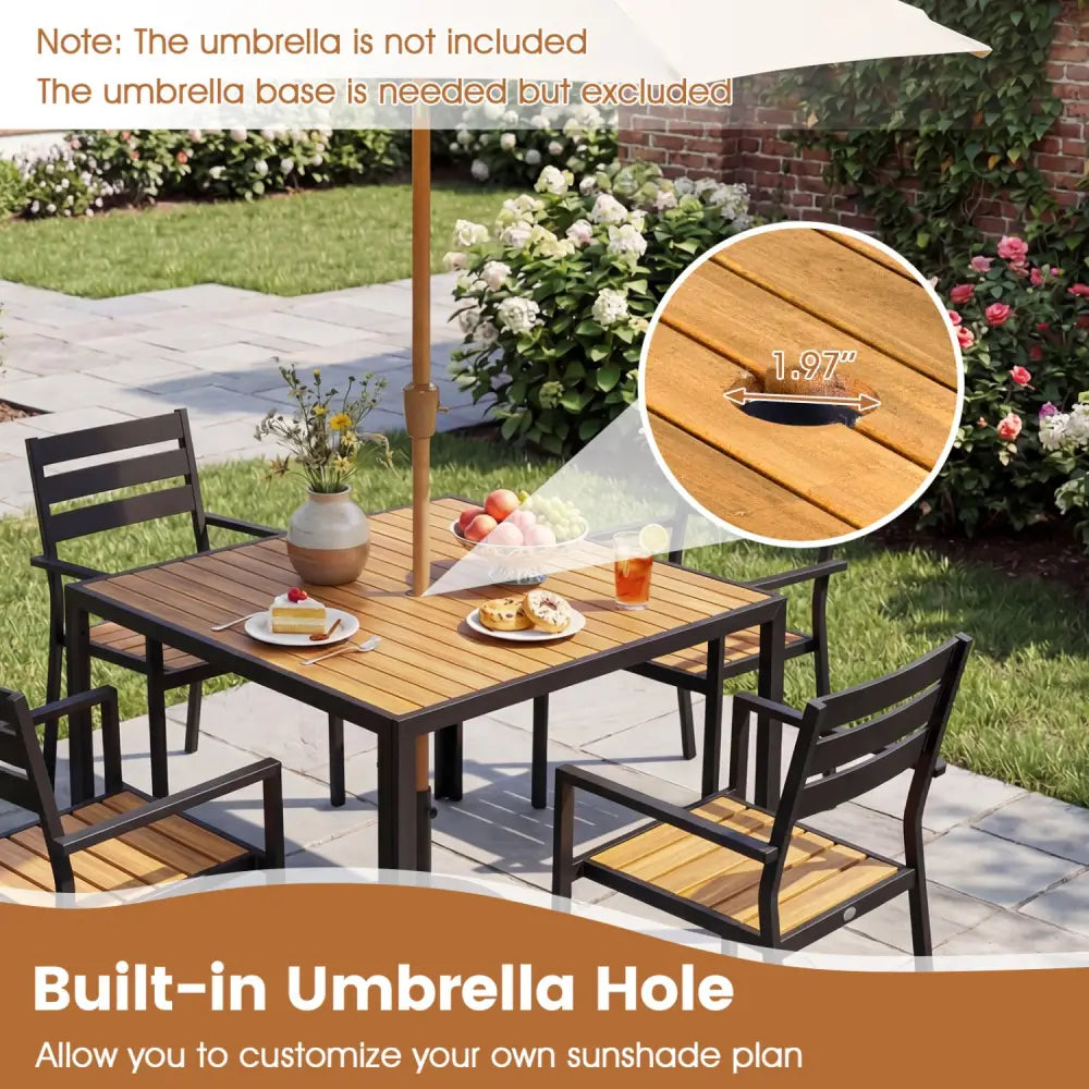 36 Inch Square Outdoor Dining Table for 4 with Slatted Top for Porch - Patio Dining Tables