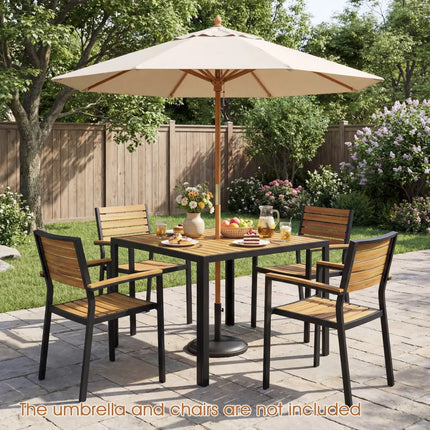 36 Inch Square Outdoor Dining Table for 4 with Slatted Top for Porch - Patio Dining Tables
