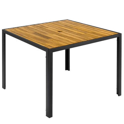 36 Inch Square Outdoor Dining Table for 4 with Slatted Top for Porch - Patio Dining Tables