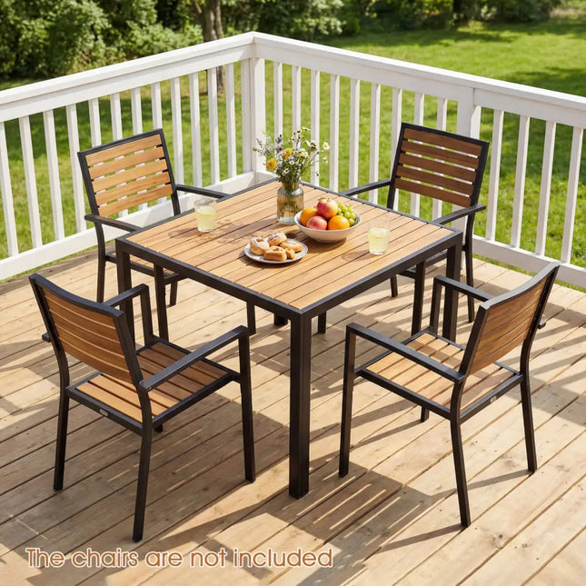 36 Inch Square Outdoor Dining Table for 4 with Slatted Top for Porch - Patio Dining Tables