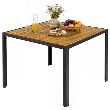 36 Inch Square Outdoor Dining Table for 4 with Slatted Top for Porch - Patio Dining Tables