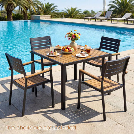 36 Inch Square Outdoor Dining Table for 4 with Slatted Top for Porch - Patio Dining Tables