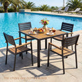 36 Inch Square Outdoor Dining Table for 4 with Slatted Top for Porch - Patio Dining Tables