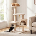 36 Inch Tall Kitten Tower with Condo and Plush Perch-Beige - Beige - Cat Trees Condos & Scratchers