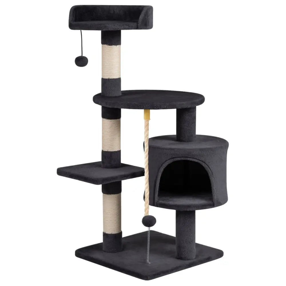 36 Inch Tall Kitten Tower with Condo and Plush Perch-Dark Gray - Dark Gray - Cat Trees Condos & Scratchers