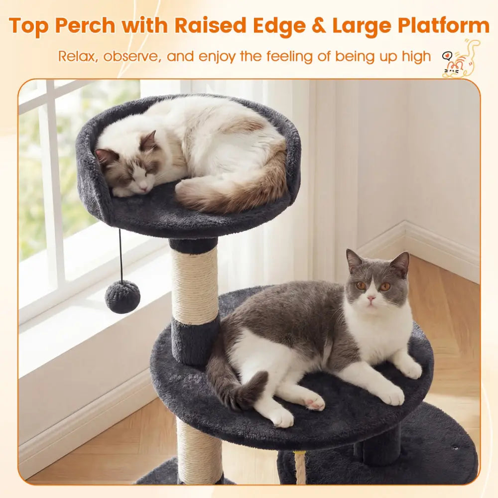 36 Inch Tall Kitten Tower with Condo and Plush Perch-Dark Gray - Dark Gray - Cat Trees Condos & Scratchers