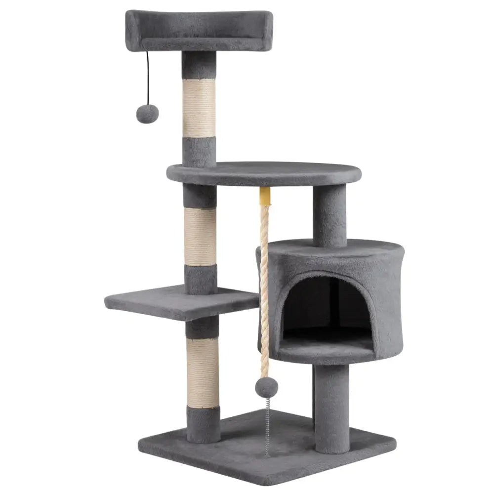36 Inch Tall Kitten Tower with Condo and Plush Perch-Light Gray - Light Gray - Cat Trees Condos & Scratchers