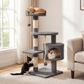 36 Inch Tall Kitten Tower with Condo and Plush Perch-Light Gray - Light Gray - Cat Trees Condos & Scratchers