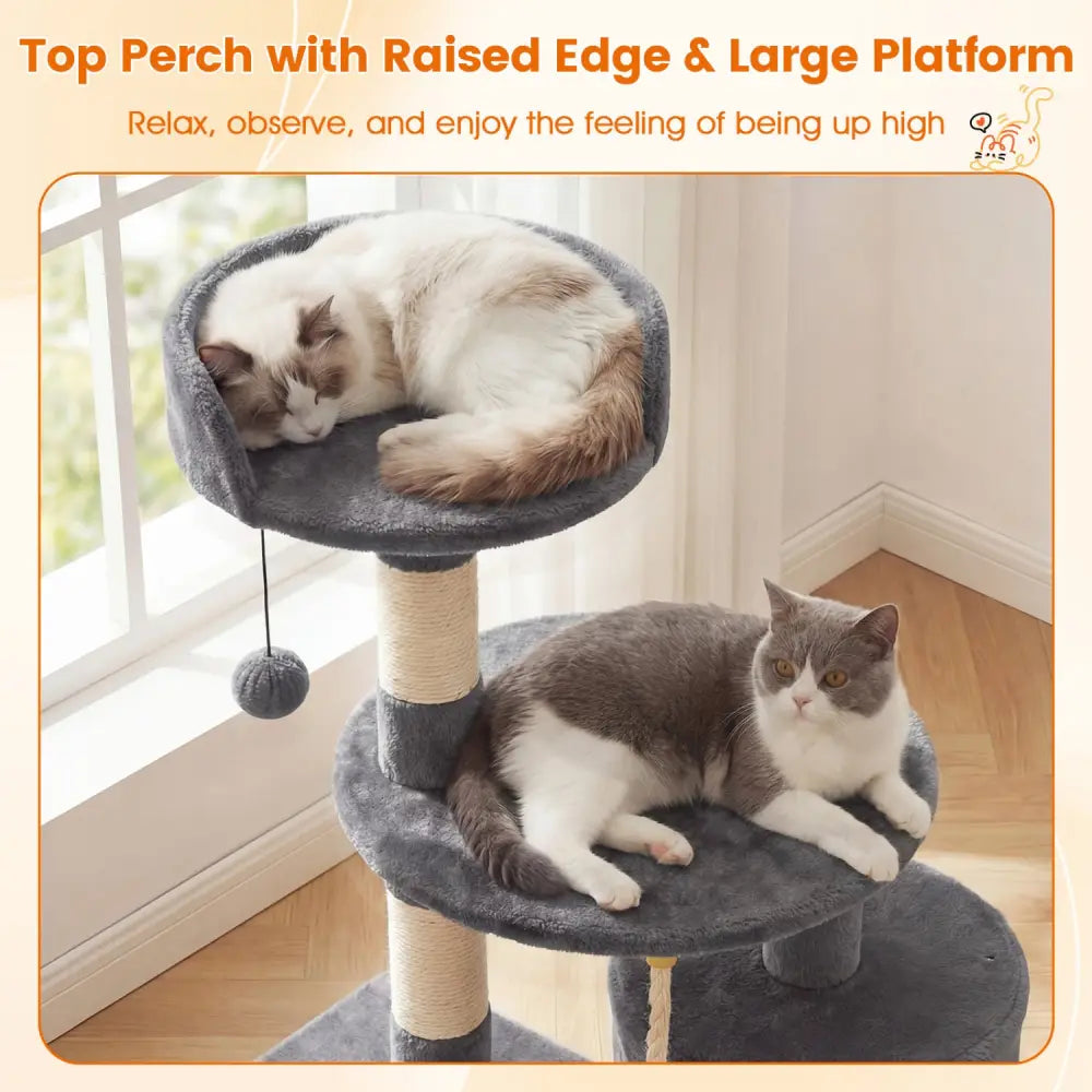 36 Inch Tall Kitten Tower with Condo and Plush Perch-Light Gray - Light Gray - Cat Trees Condos & Scratchers