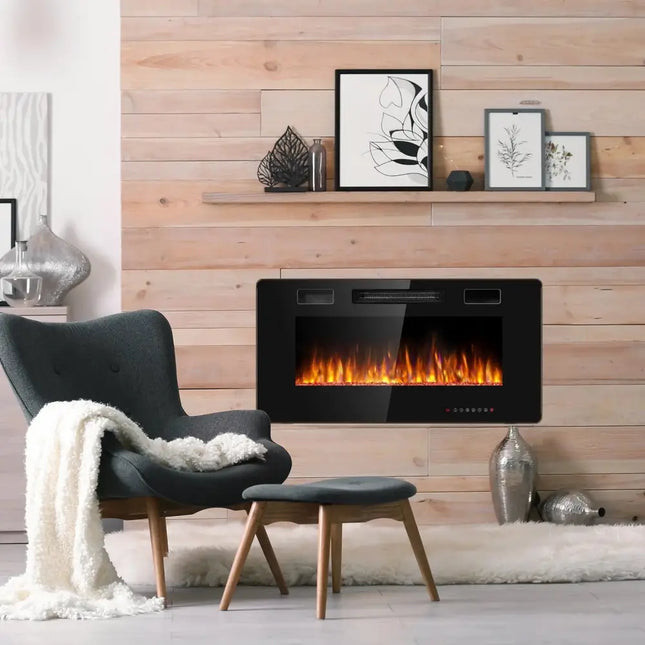 36 Inch Ultra Thin Wall Mounted Electric Fireplace Costway