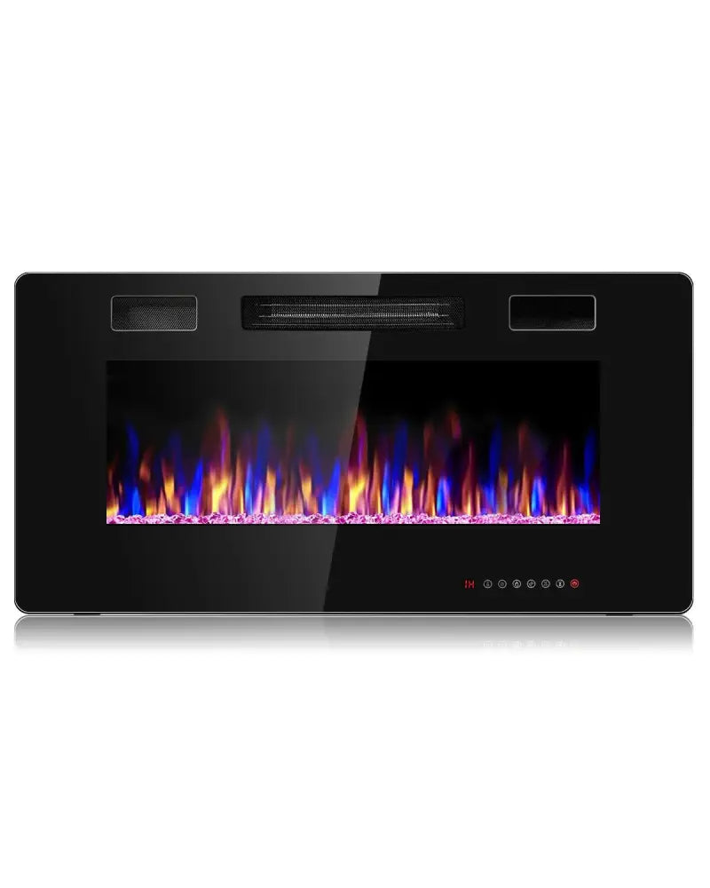 36 Inch Ultra Thin Wall Mounted Electric Fireplace - Black - Fireplaces
