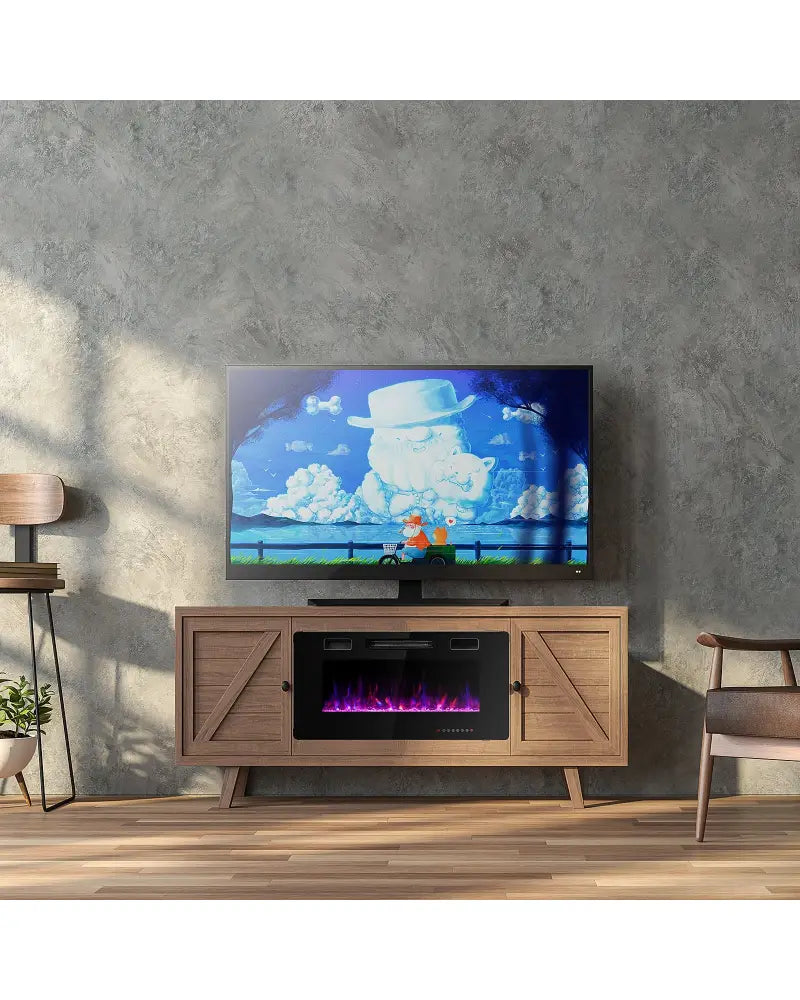 36 Inch Ultra Thin Wall Mounted Electric Fireplace - Black - Fireplaces