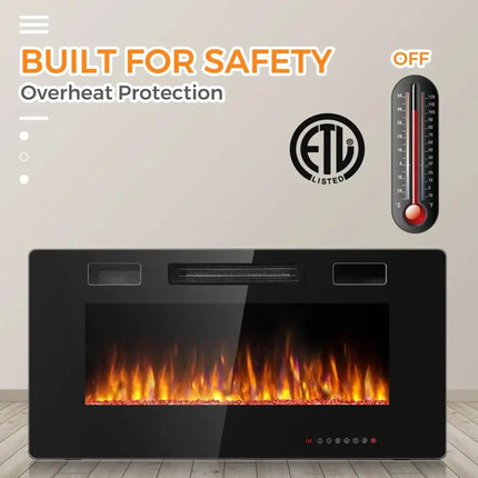 36 Inch Ultra Thin Wall Mounted Electric Fireplace Costway