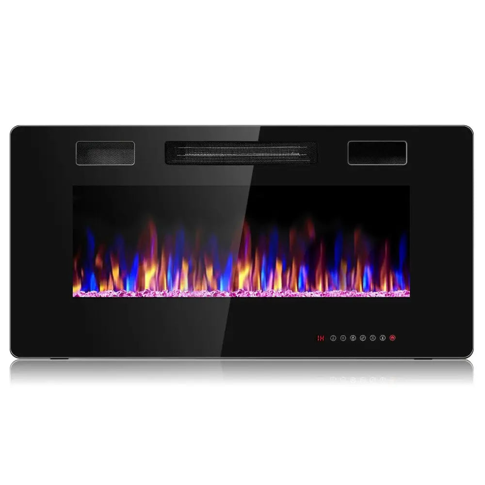 36 Inch Ultra Thin Wall Mounted Electric Fireplace - Black - Fireplaces