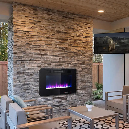 36 Inch Ultra Thin Wall Mounted Electric Fireplace Costway