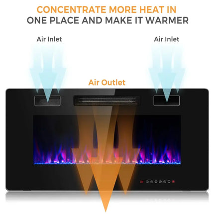 36 Inch Ultra Thin Wall Mounted Electric Fireplace Costway