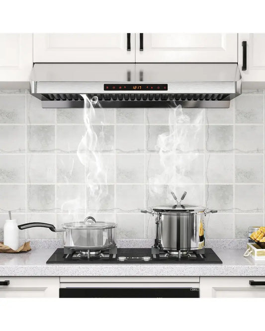 36 Inch Under Cabinet Range Hood 900 CFM Kitchen Stove Vent with Oil Collector-Silver - Silver - Kitchen Appliances