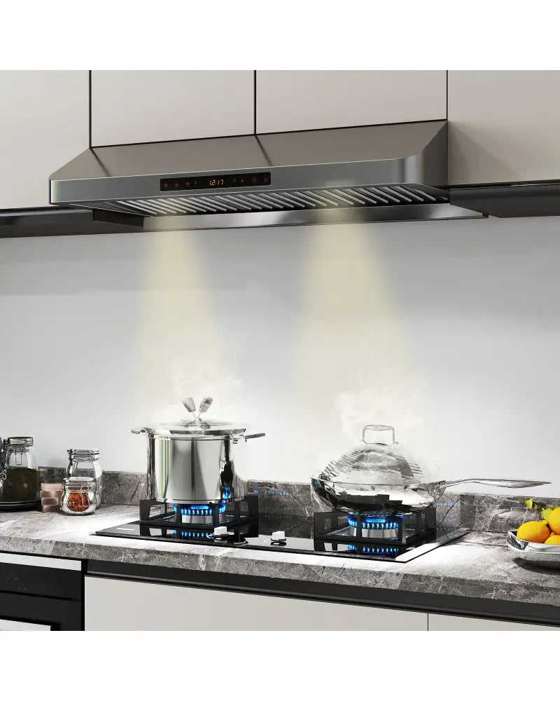 36 Inch Under Cabinet Range Hood 900 CFM Kitchen Stove Vent with Oil Collector-Silver - Silver - Kitchen Appliances