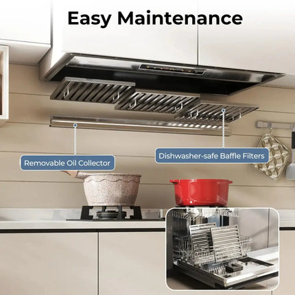 36 Inch Under Cabinet Range Hood with 4 Fan Speeds and Baffles Filters-Silver Costway
