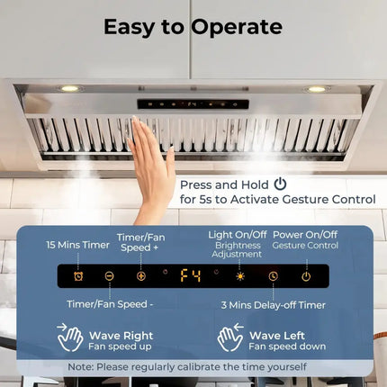 36 Inch Under Cabinet Range Hood with 4 Fan Speeds and Baffles Filters-Silver Costway