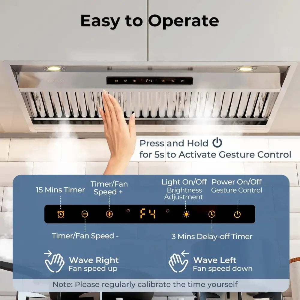 36 Inch Under Cabinet Range Hood with 4 Fan Speeds and Baffles Filters-Silver Costway