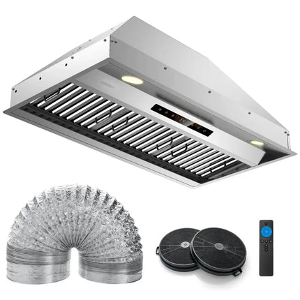 36 Inch Under Cabinet Range Hood with 4 Fan Speeds and Baffles Filters-Silver Costway