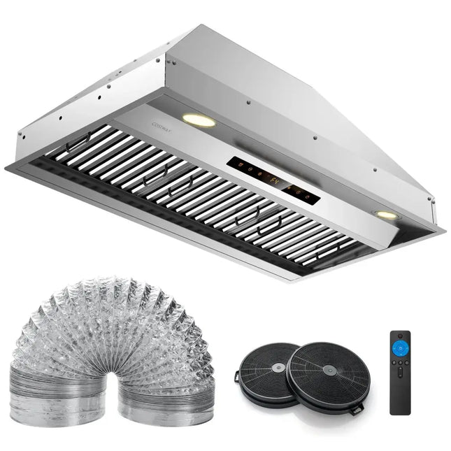 36 Inch Under Cabinet Range Hood with 4 Fan Speeds and Baffles Filters-Silver Costway